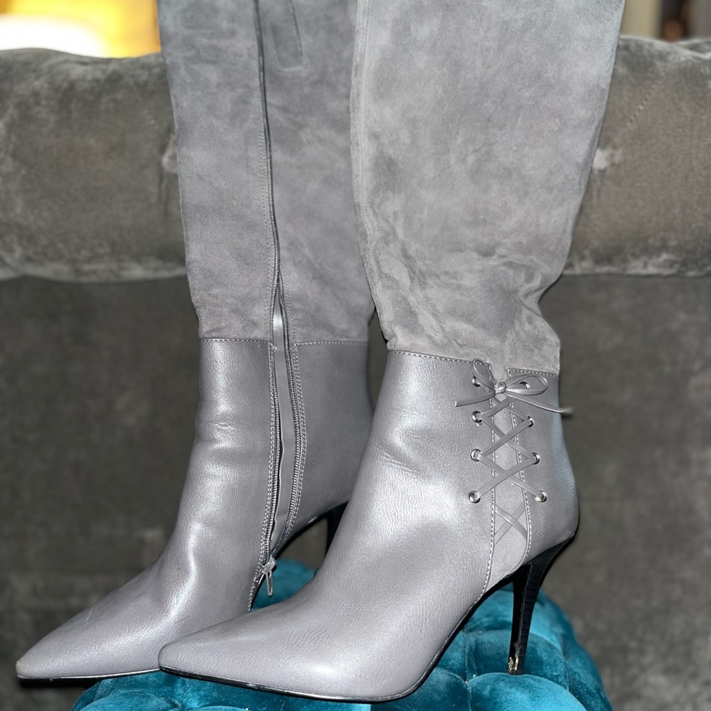 Nine West Gray Heeled Boots with Stiletto Heel